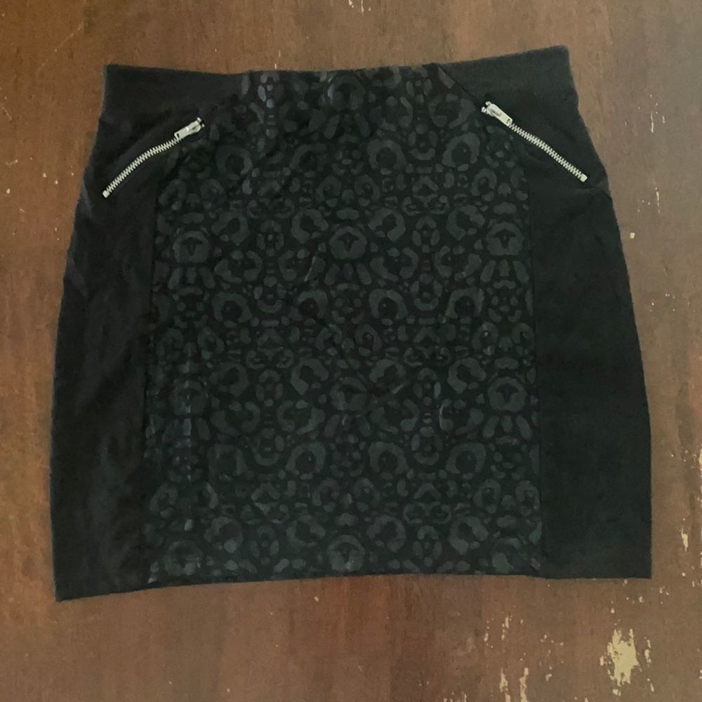 Black Cotton Mini Skirt with Zippers
